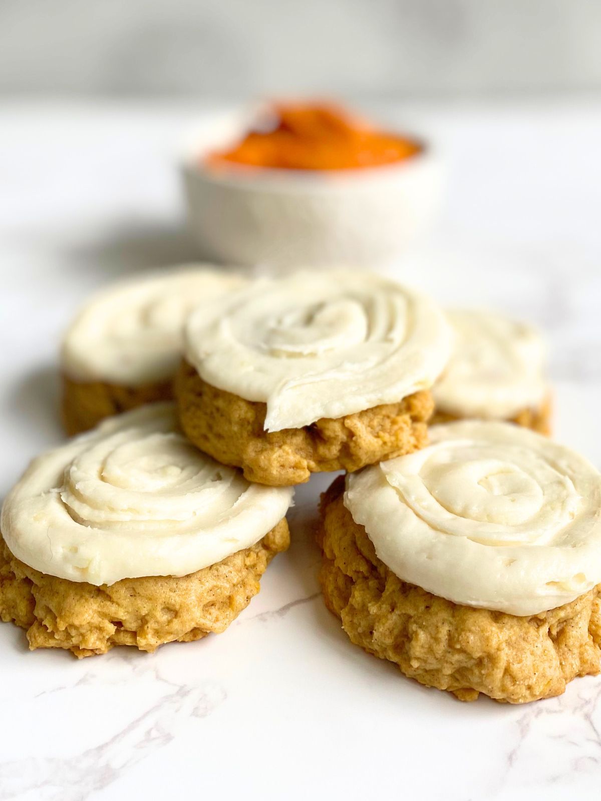 pumpkin sugar cookies with cream cheese frosting