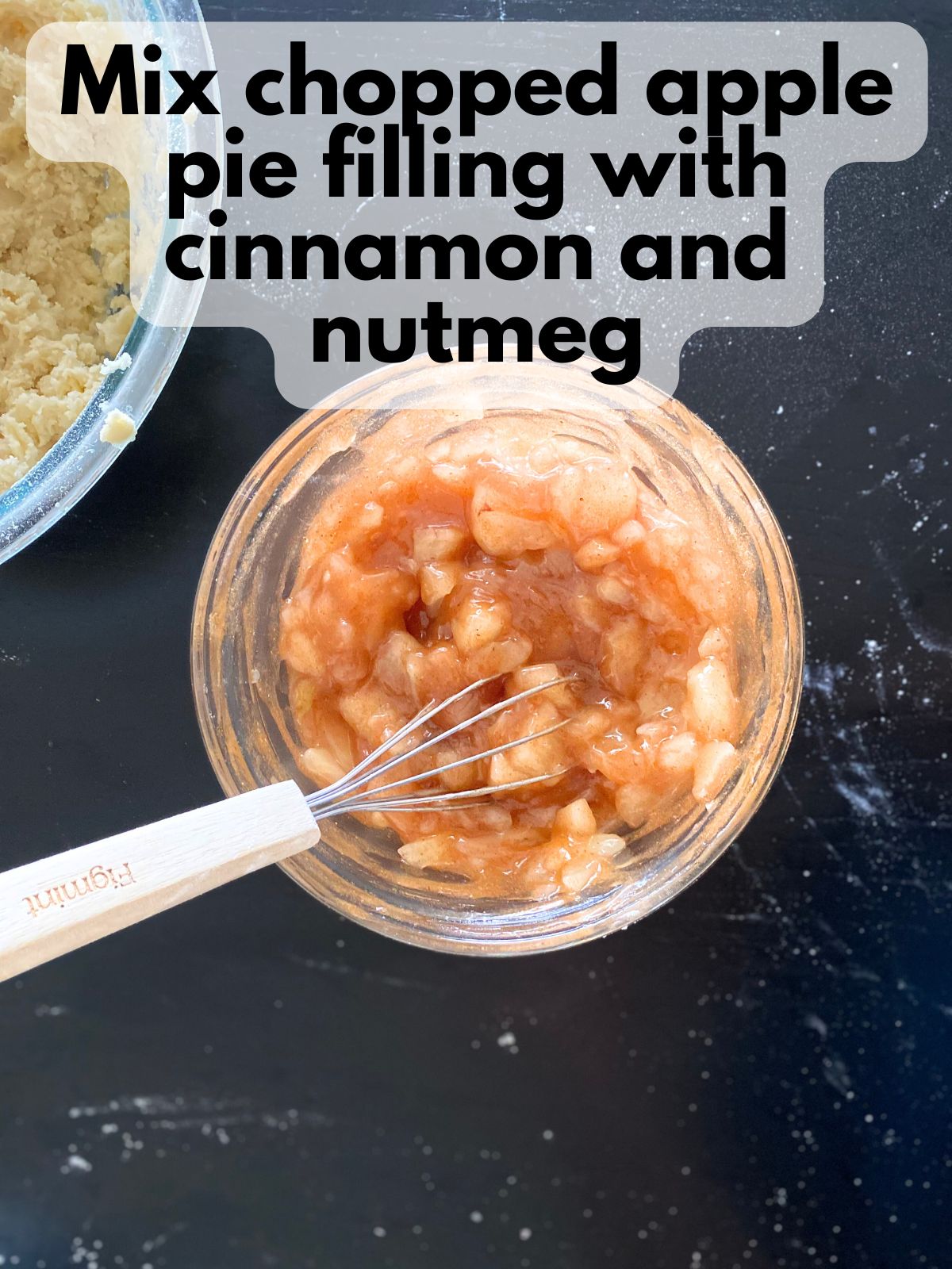 apple pie filling mixed with cinnamon and nutmet