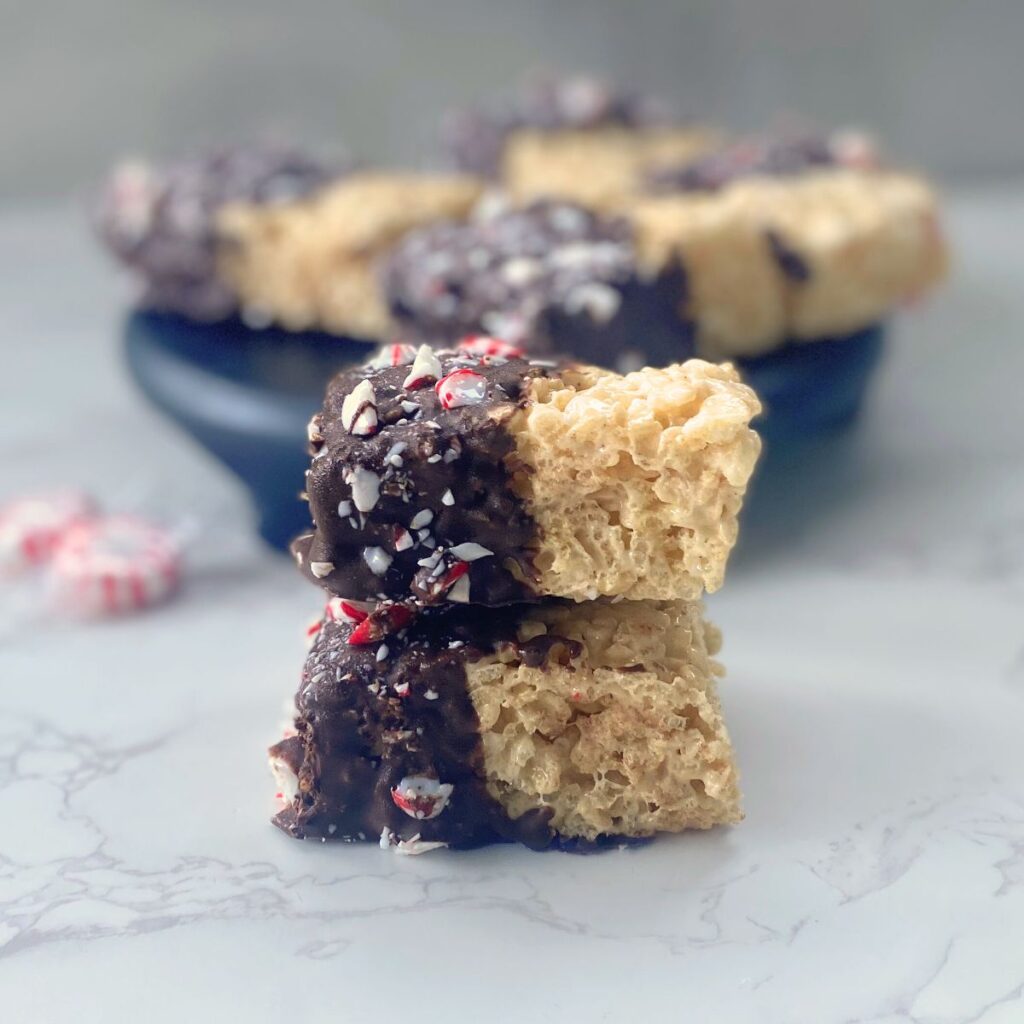 chocolate peppermint rice krispie treats