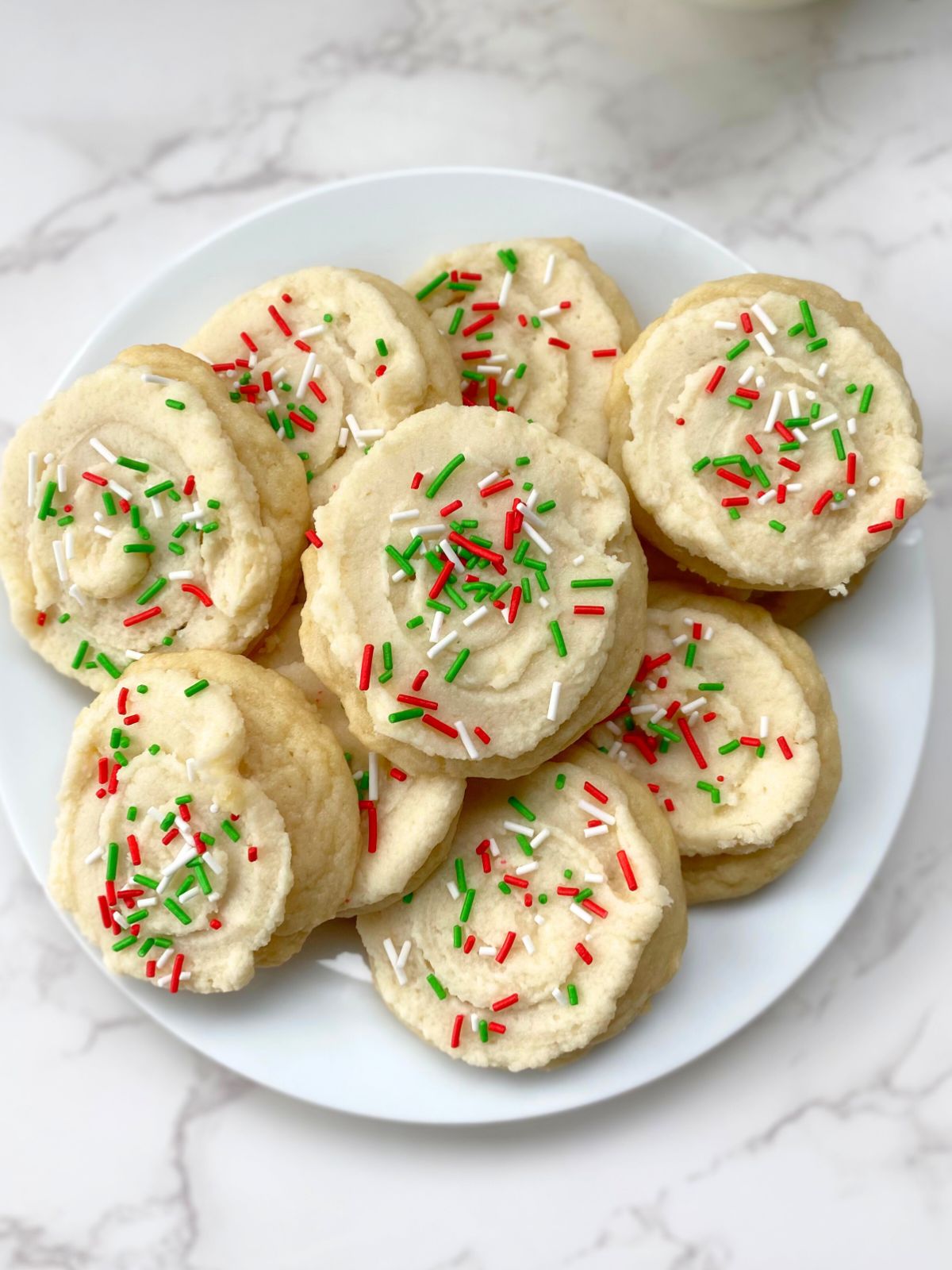 buttercream frosted Christmas cookies