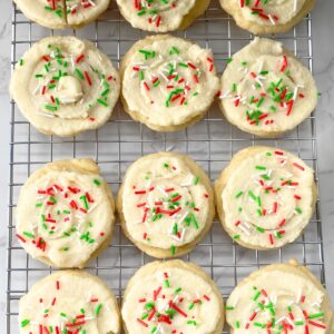 frosted Christmas sugar cookies