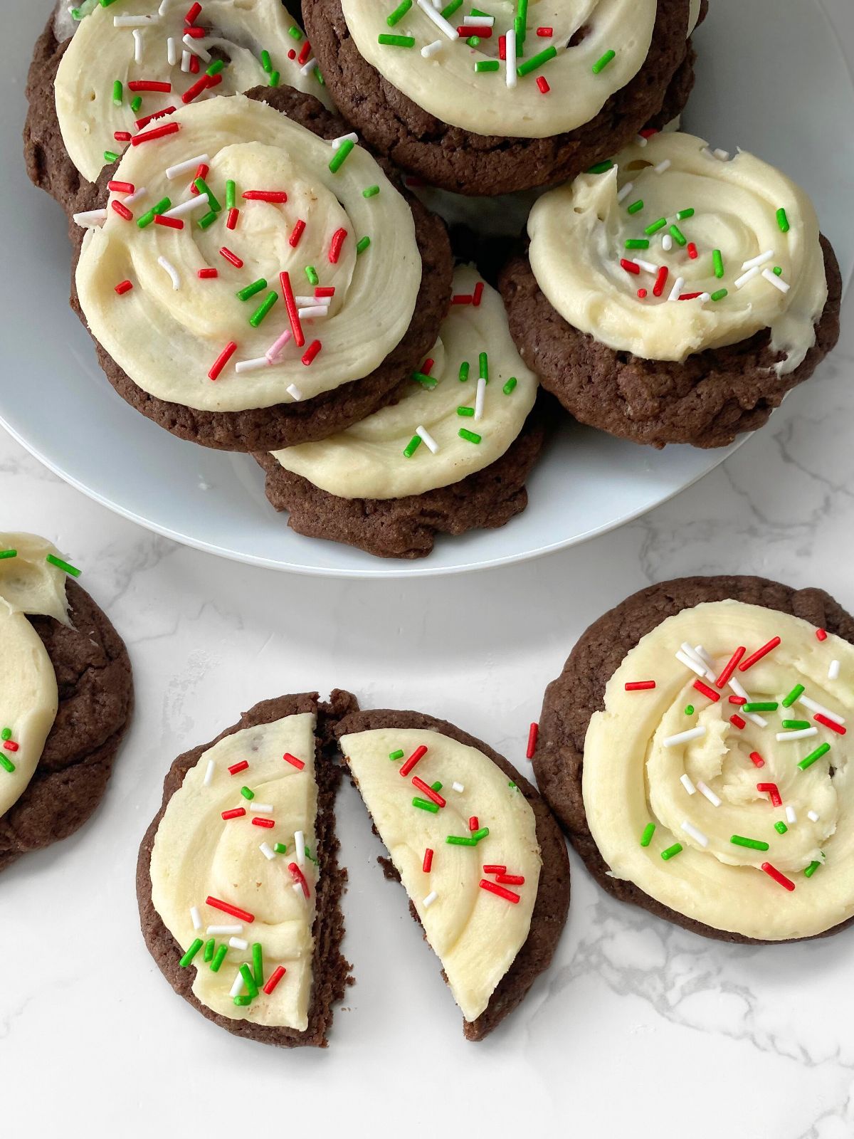 frosted chocolate Christmas cake mix cookies