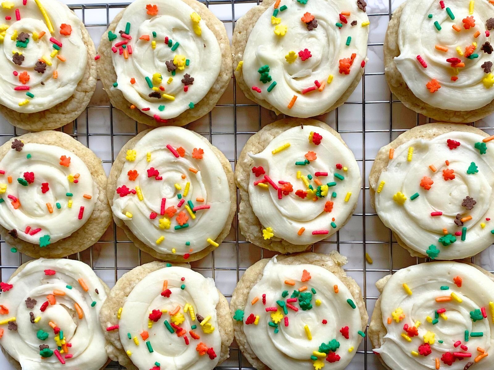 frosted fall cake mix cookies