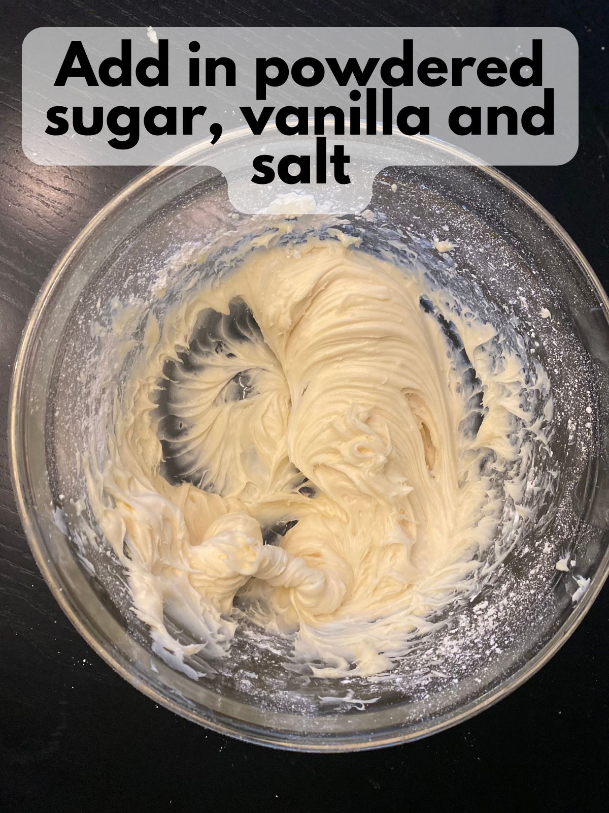 cream cheese frosting in a bowl