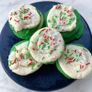 green Christmas sugar cookies