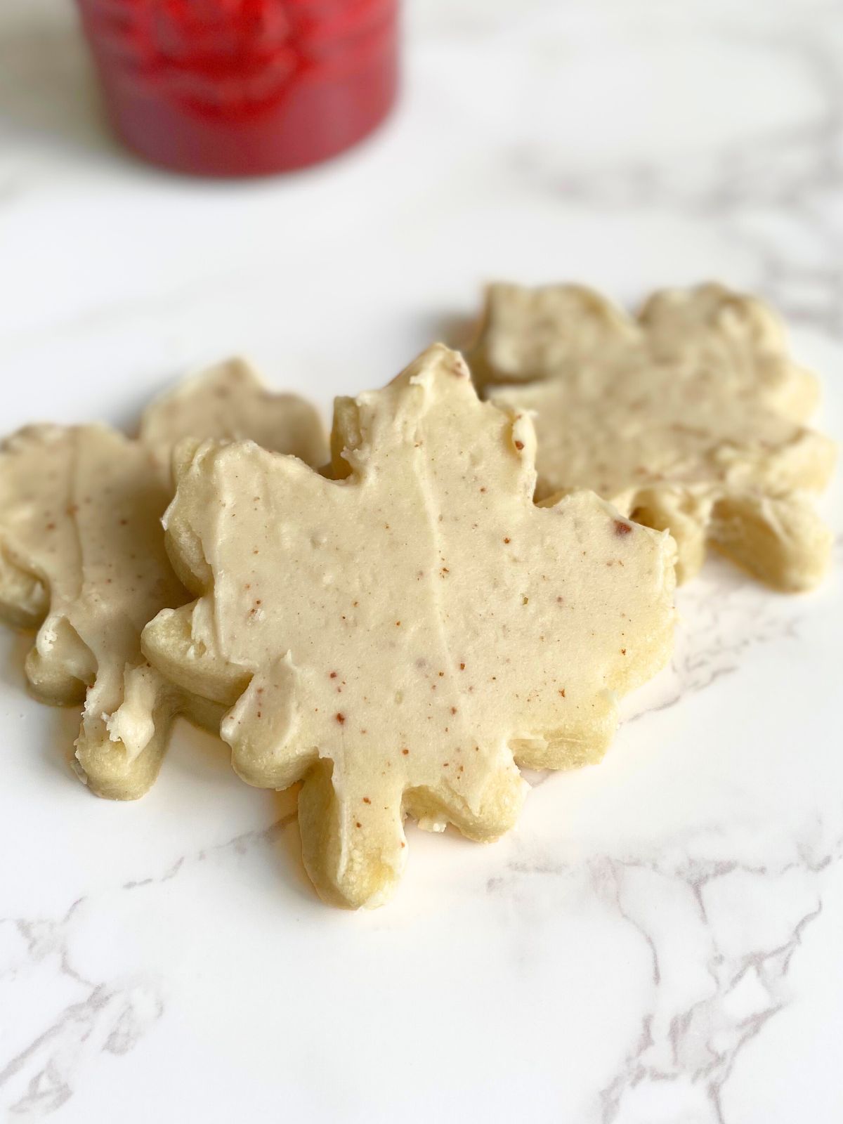 maple leaf cookies with brown butter maple glaze