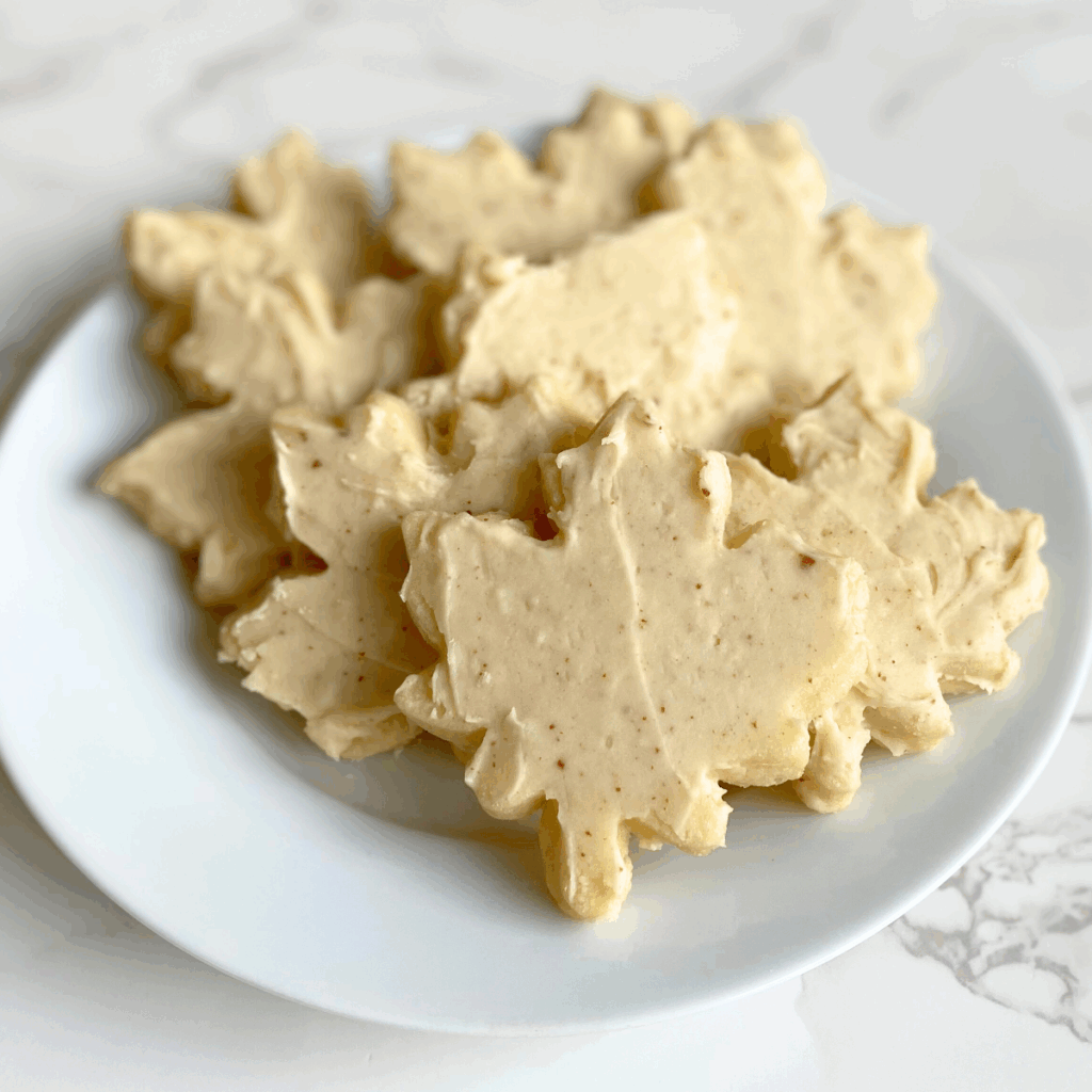 maple leaf cookies with brown butter maple glaze