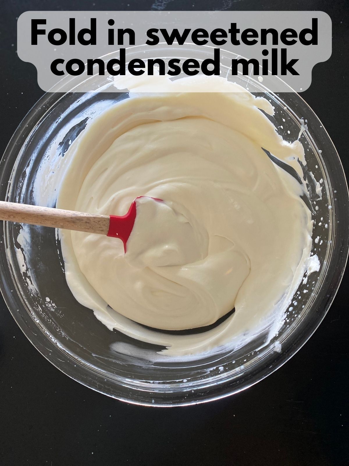 whipped cream folded with sweetened condensed milk