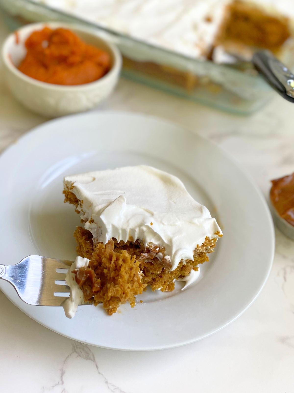 pumpkin poke cake with dulce de leche