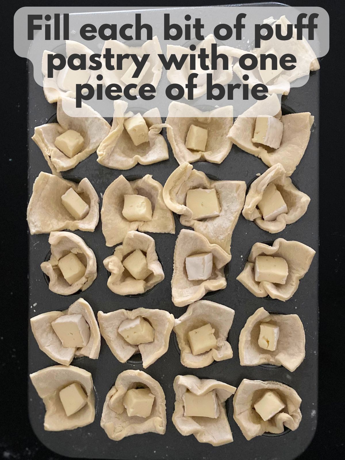 brie cubes in puff pastry shells