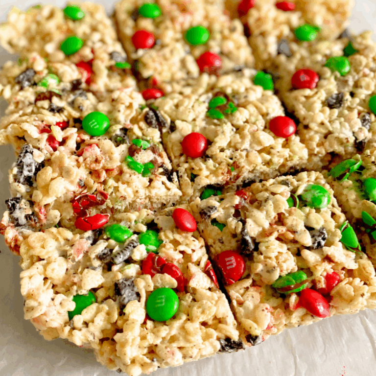 Christmas M&M Oreo Rice Krispie Treats