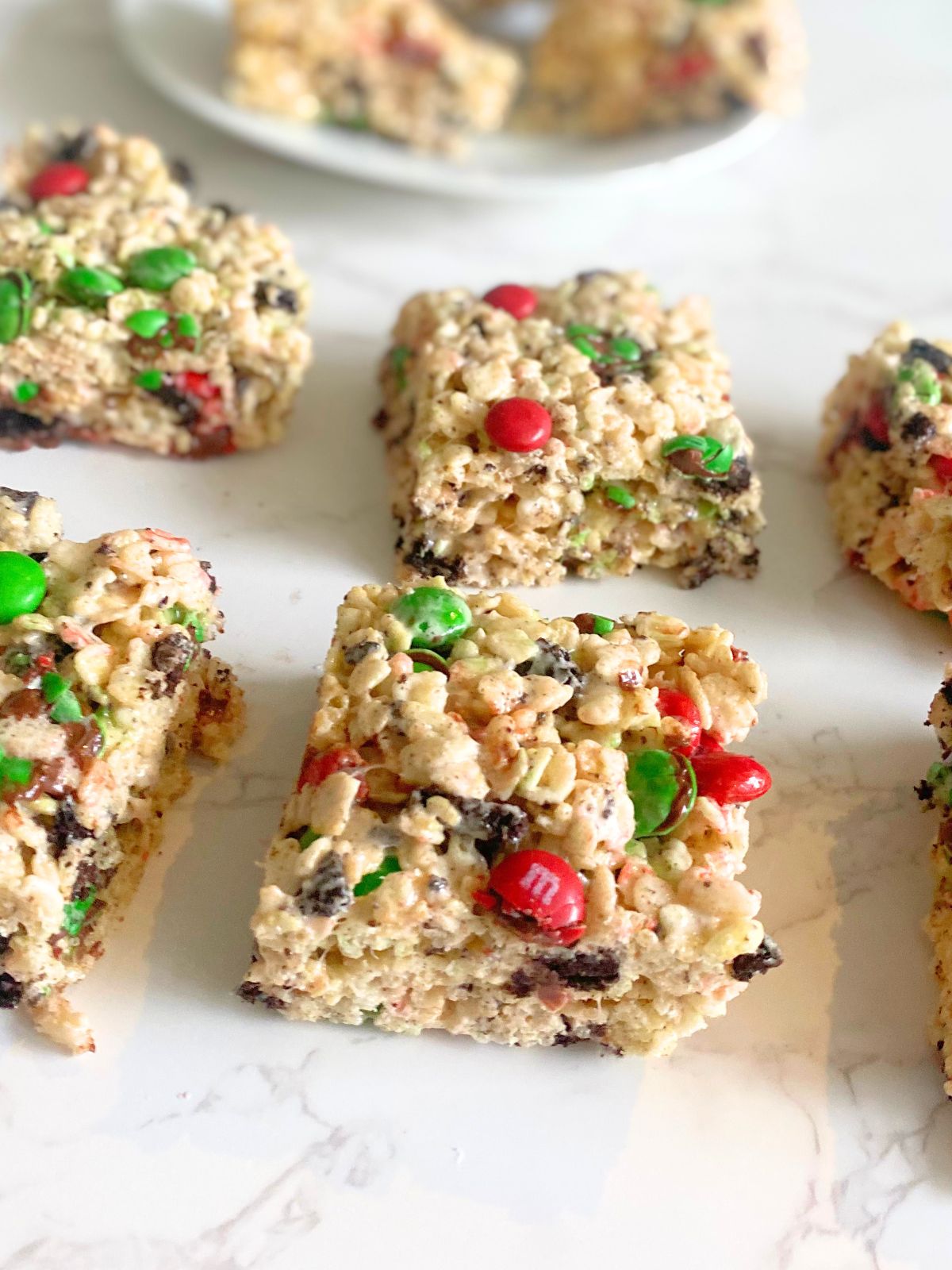 Christmas M&M rice krispie treats