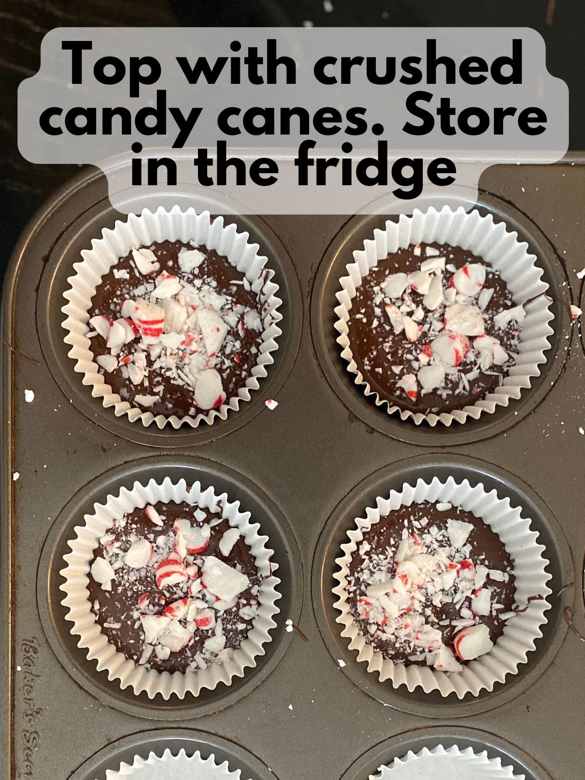 Christmas hot chocolate puck topped with crushed candy canes