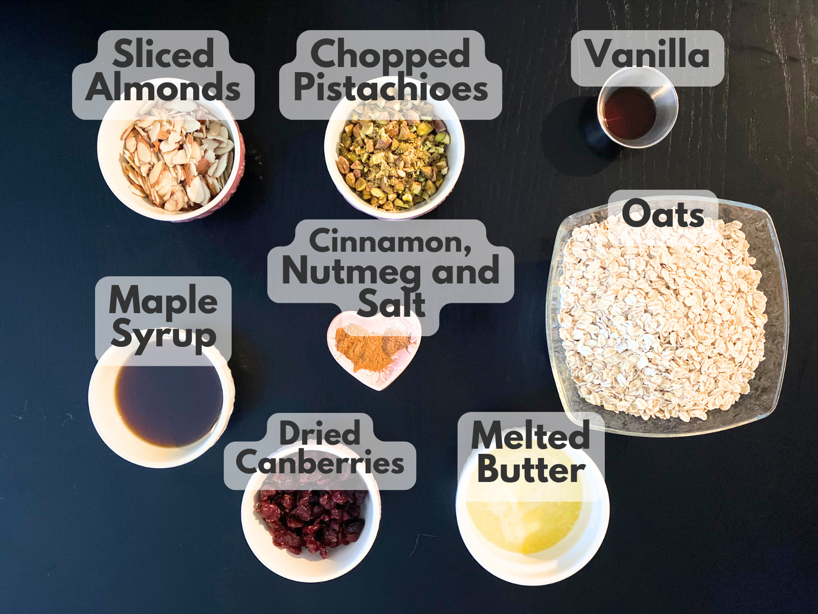 Christmas morning granola ingredients