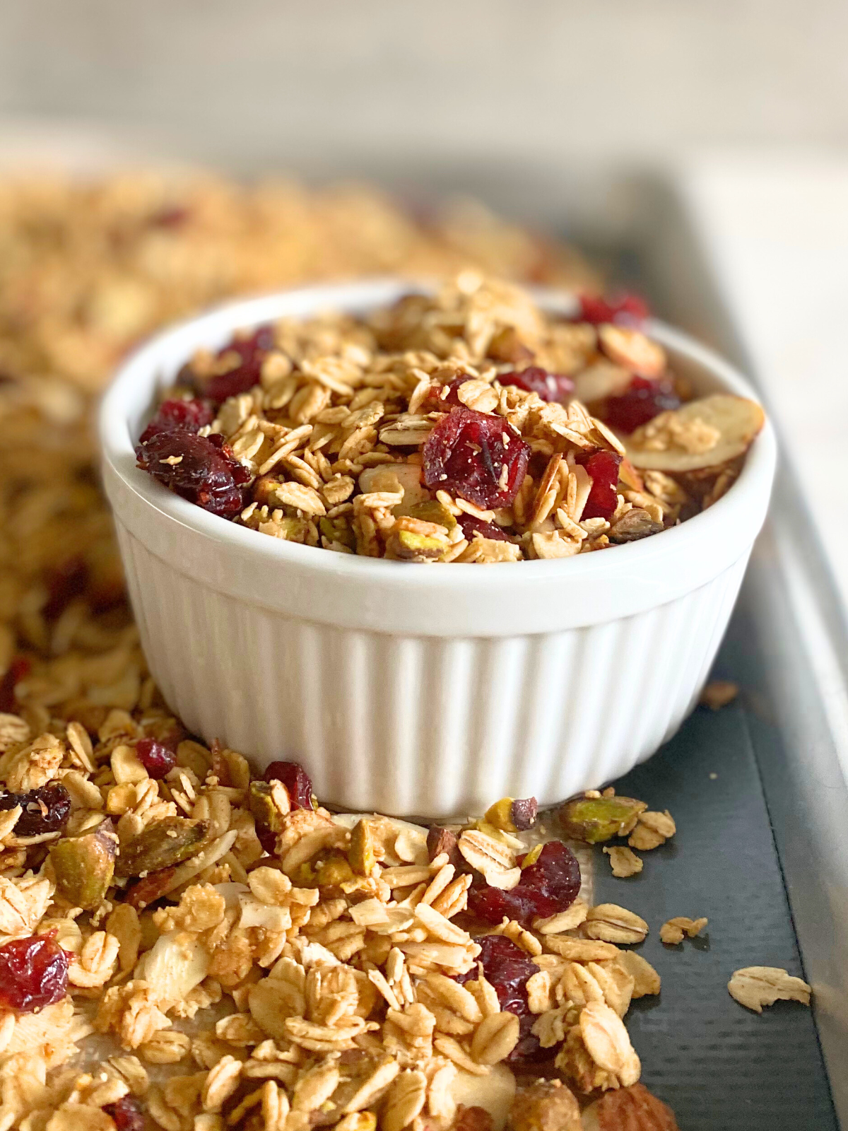 Christmas morning granola in a bowl