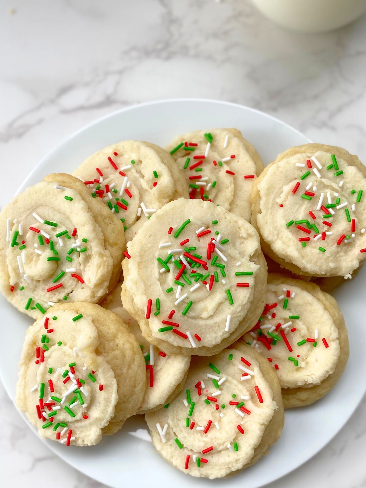 buttercream frosted Christmas cookies