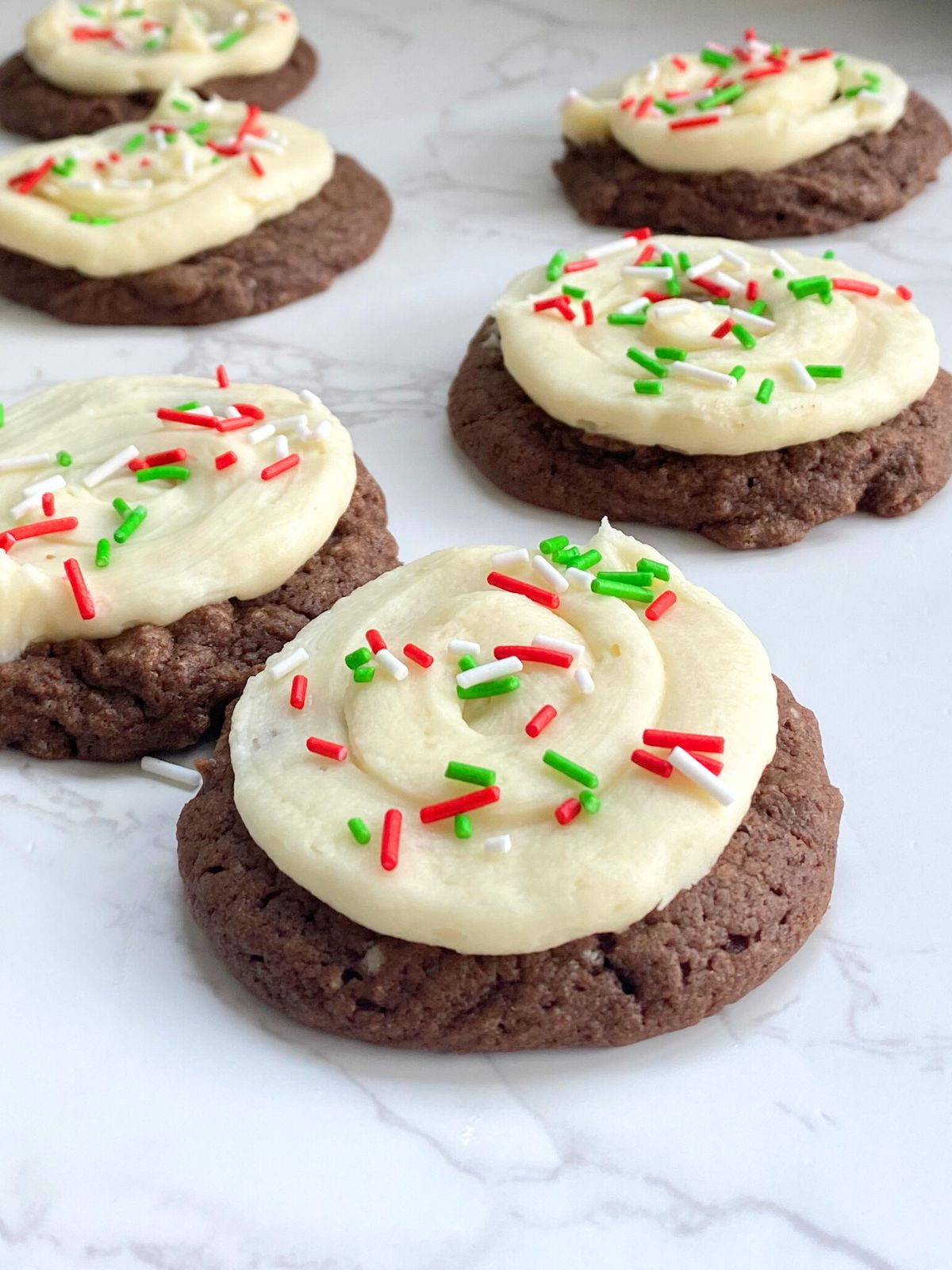 Frosted Chocolate cake mix Christmas cookies