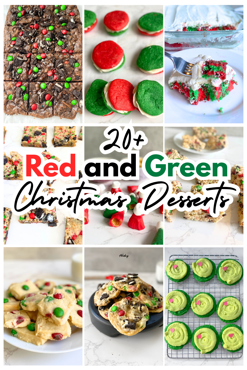 red and green Christmas desserts