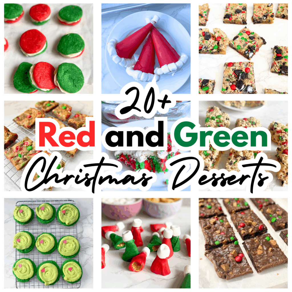 festive red and green Christmas desserts