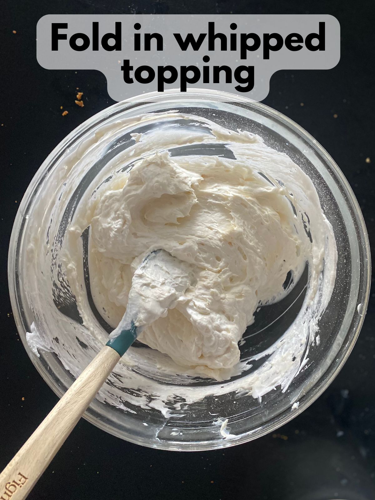 whipped topping folded into beat cream cheesecake