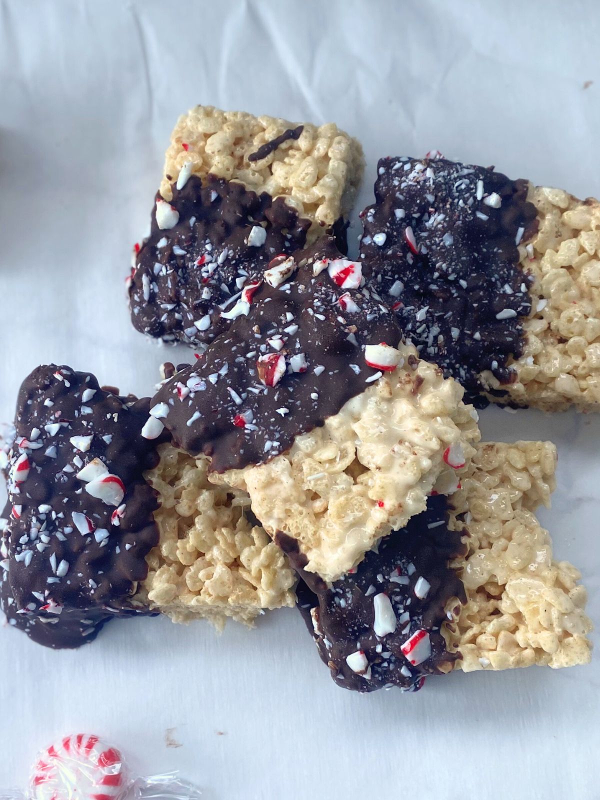 chocolate peppermint rice krispie treats