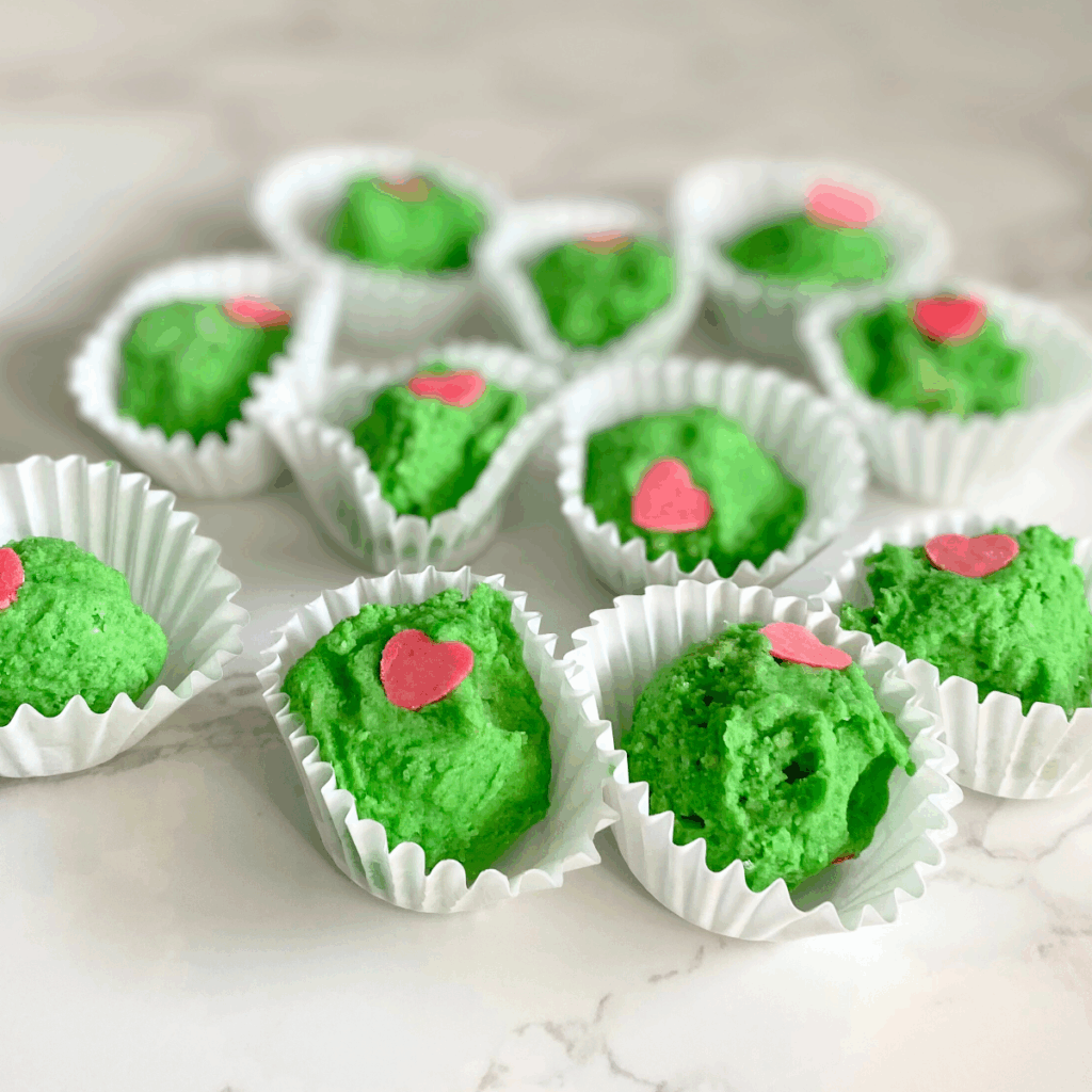 grinch cookie dough balls