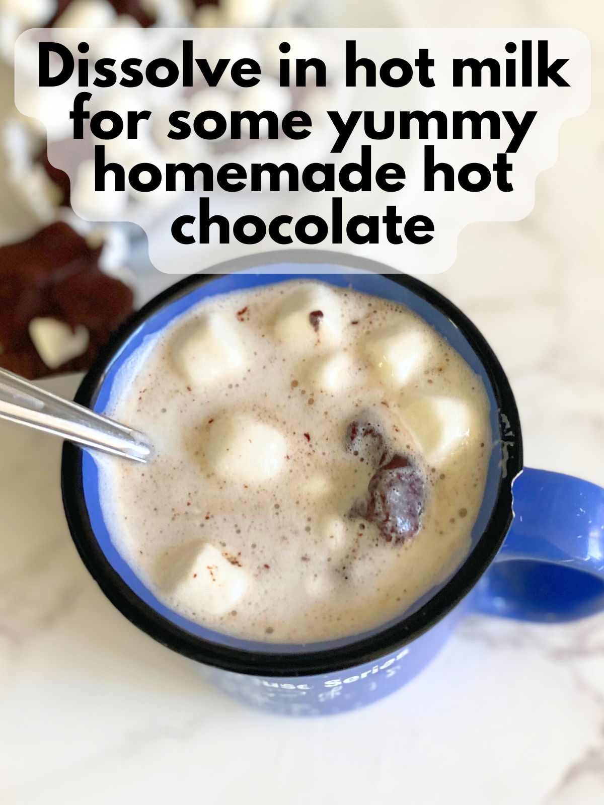 hot chocolate puck dissolved in hot milk