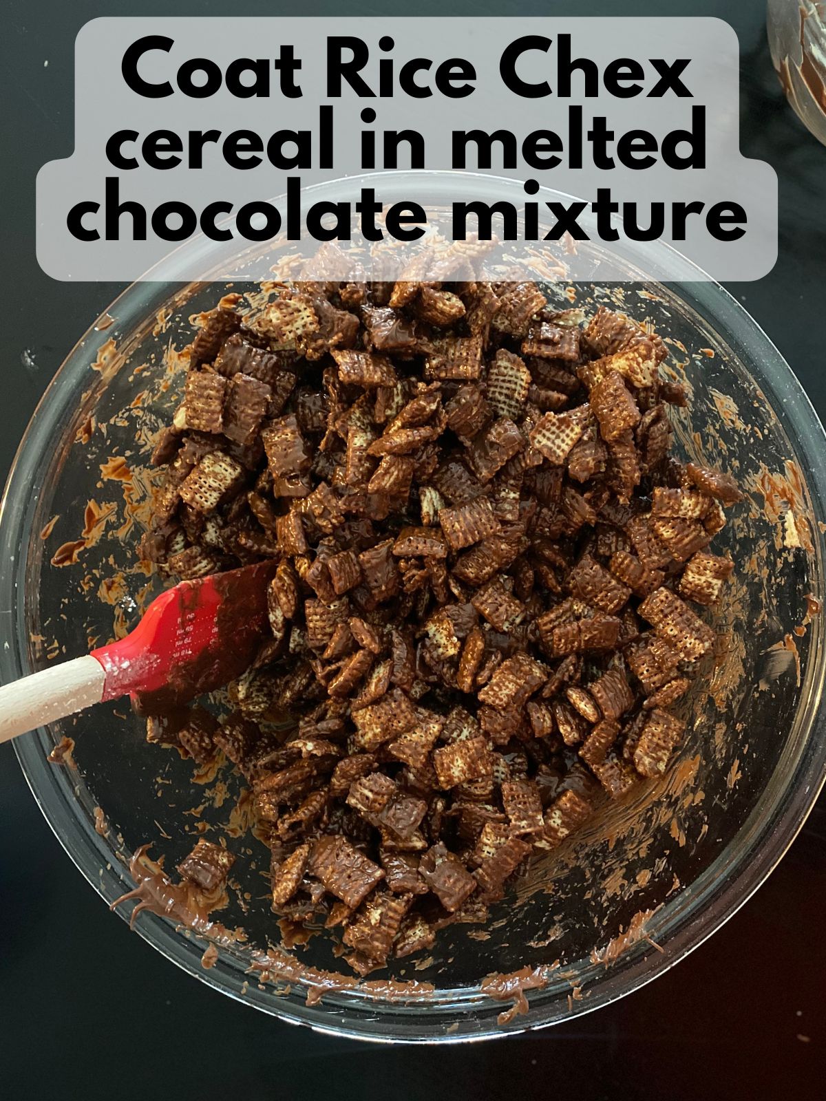 chex cereal coated in melted chocolate