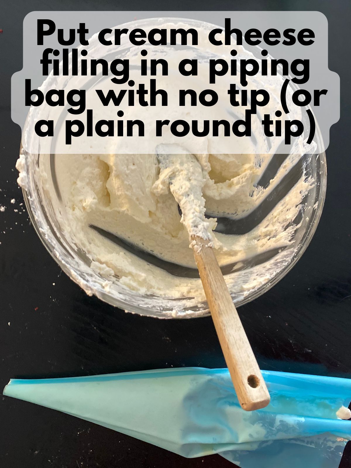 cheesecake filling in a piping bag