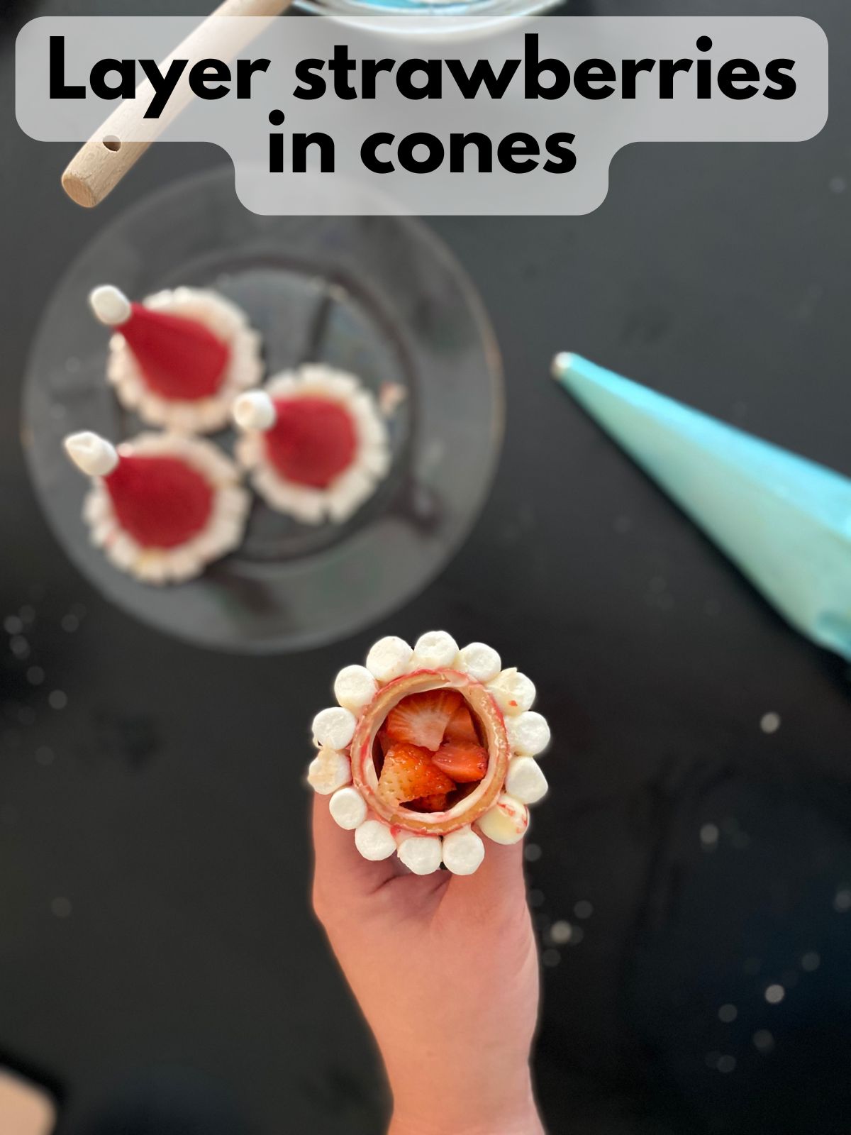 strawberries inside santa hat