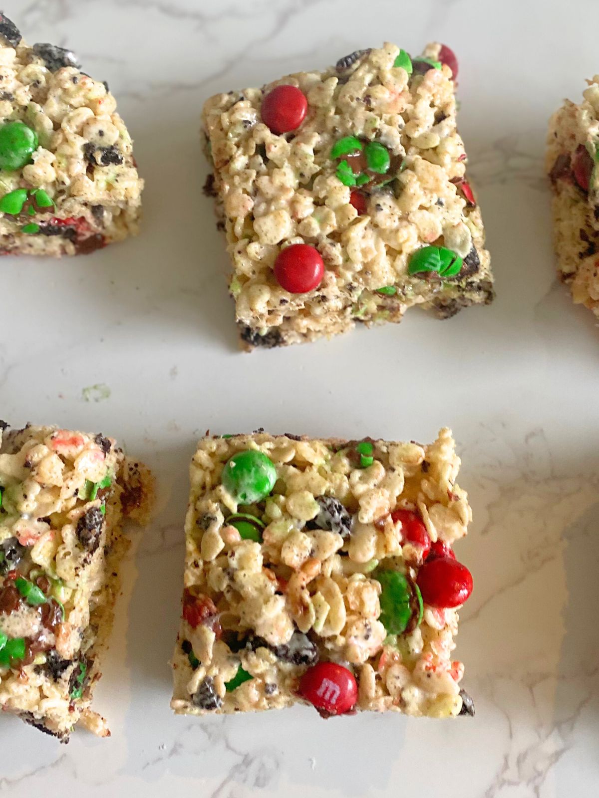 Christmas M&M Oreo rice krispie treats