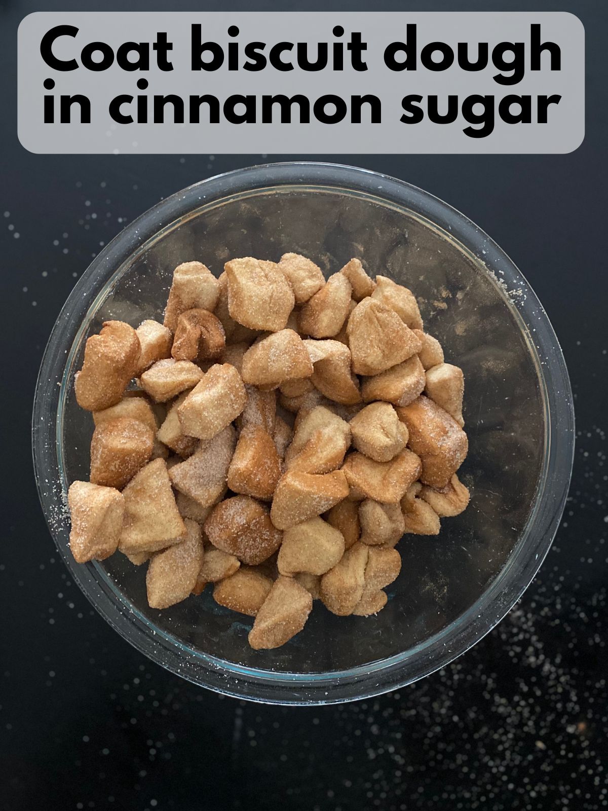 biscuit pieces coated in cinnamon sugar