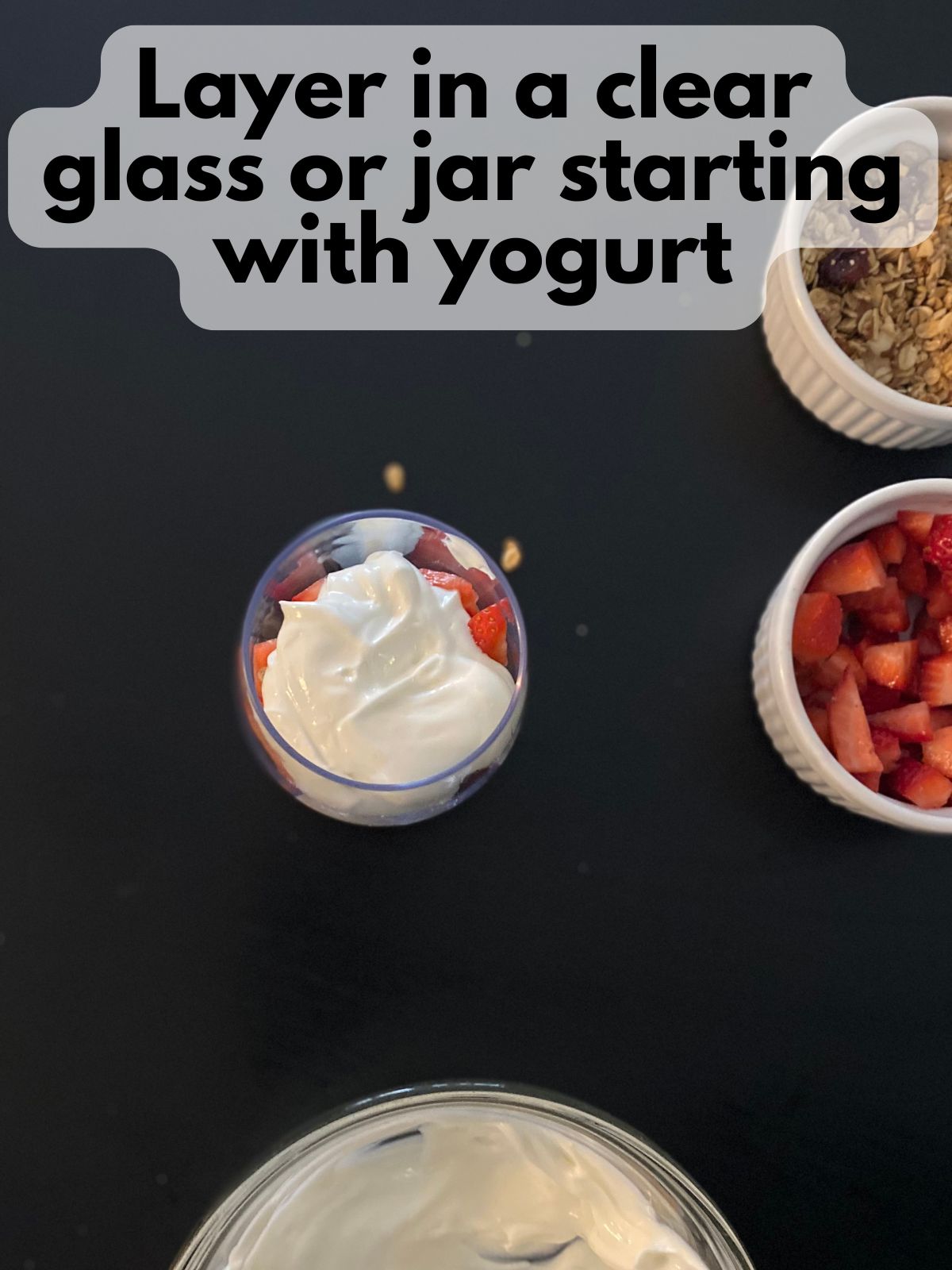 yogurt layer for parfait in a clear cup