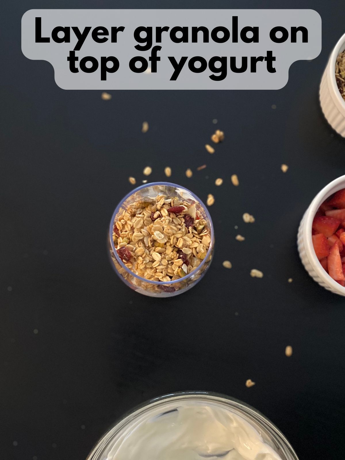 granola layered on top of yogurt