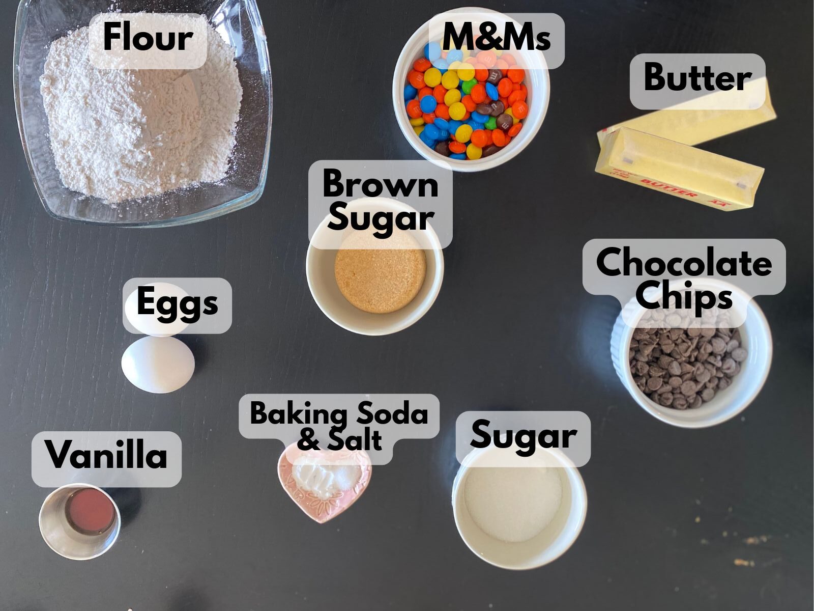 M&M cookie bars ingredients