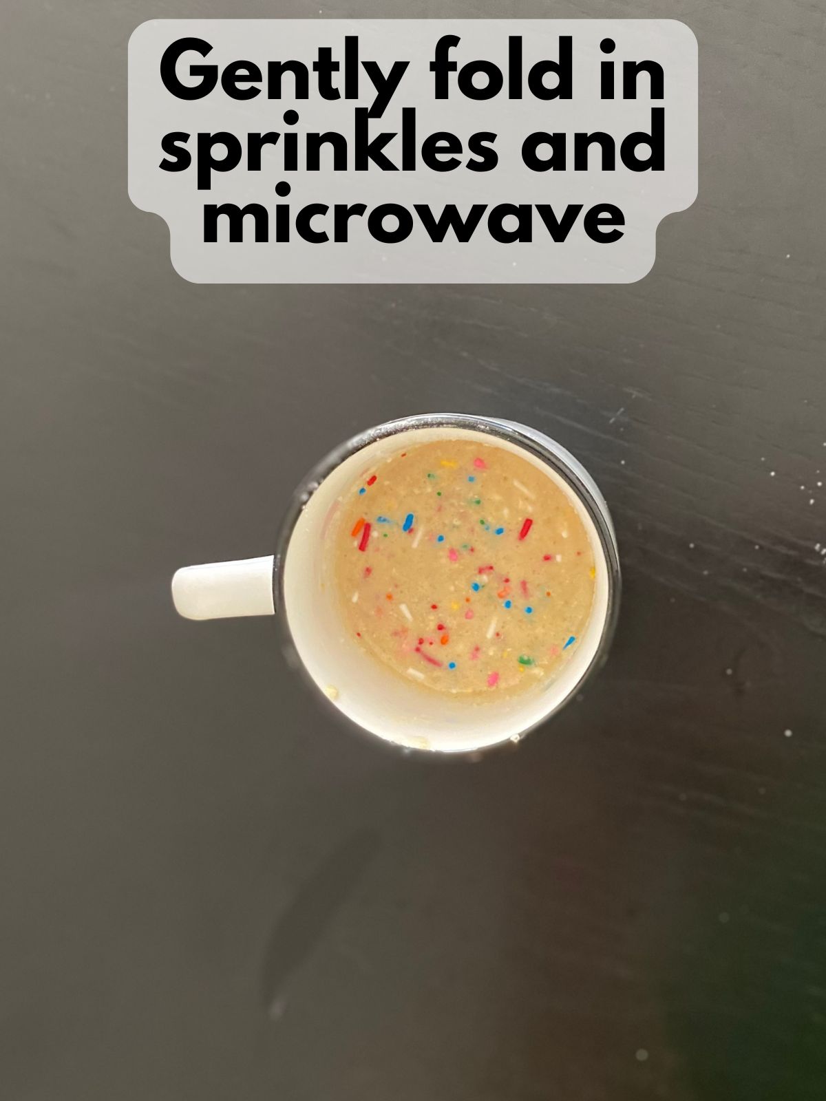 sprinkles folded into mug cake batter