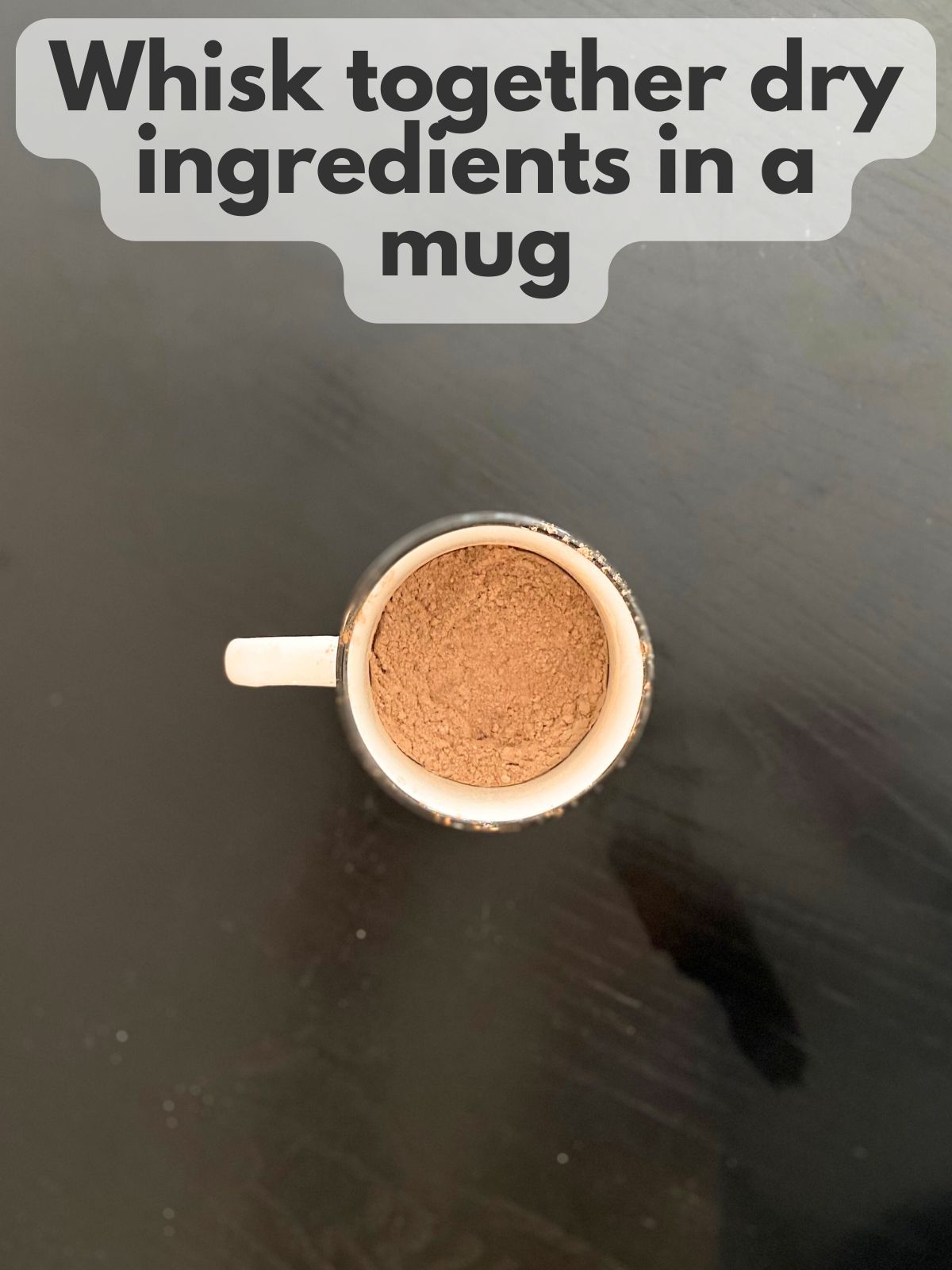 dry mug cake ingredients mixed in mug