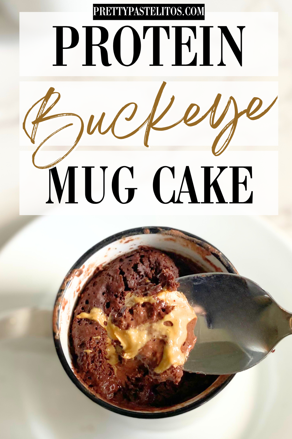 chocolate buckeye protein mug cake pin