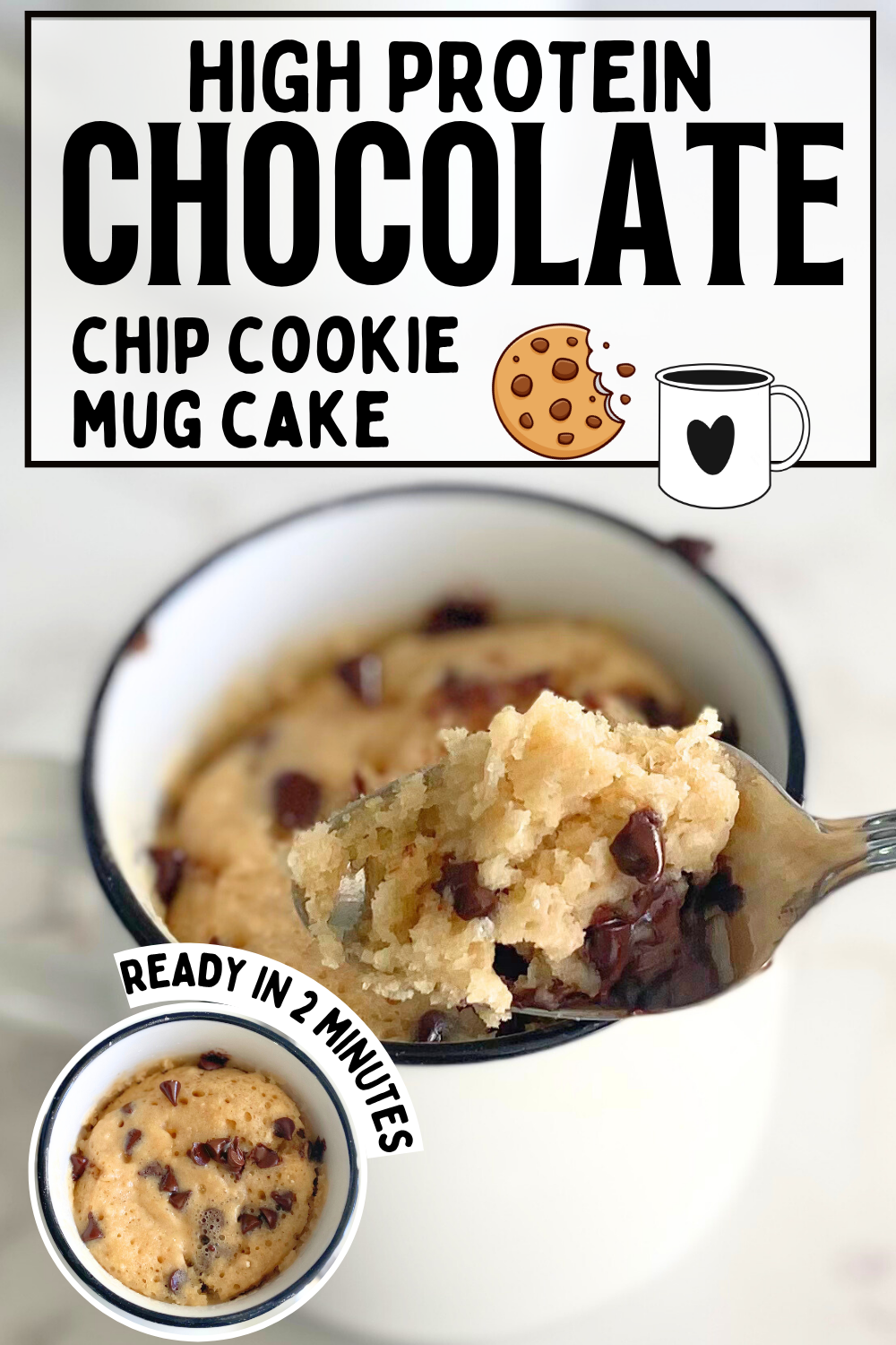 chocolate chip cookie protein mug cake Pin