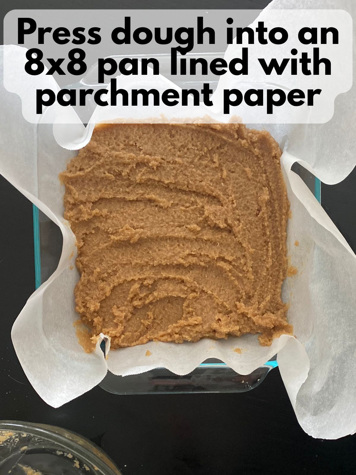 low carb snickerdoodle bars dough pressed into pan