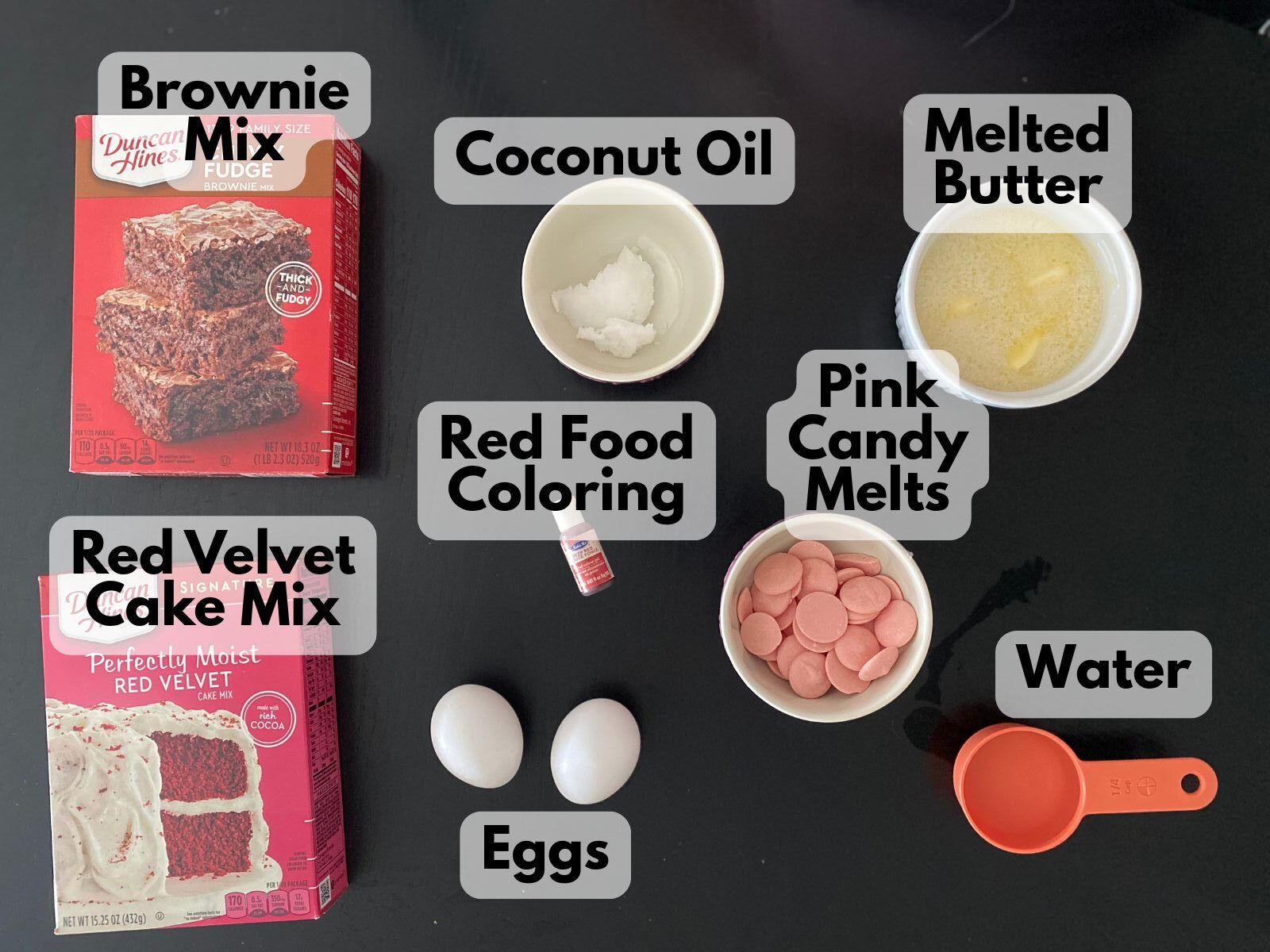 red velvet brownie hearts ingredients