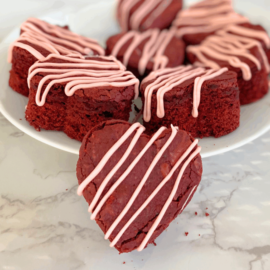 red velvet brownie hearts