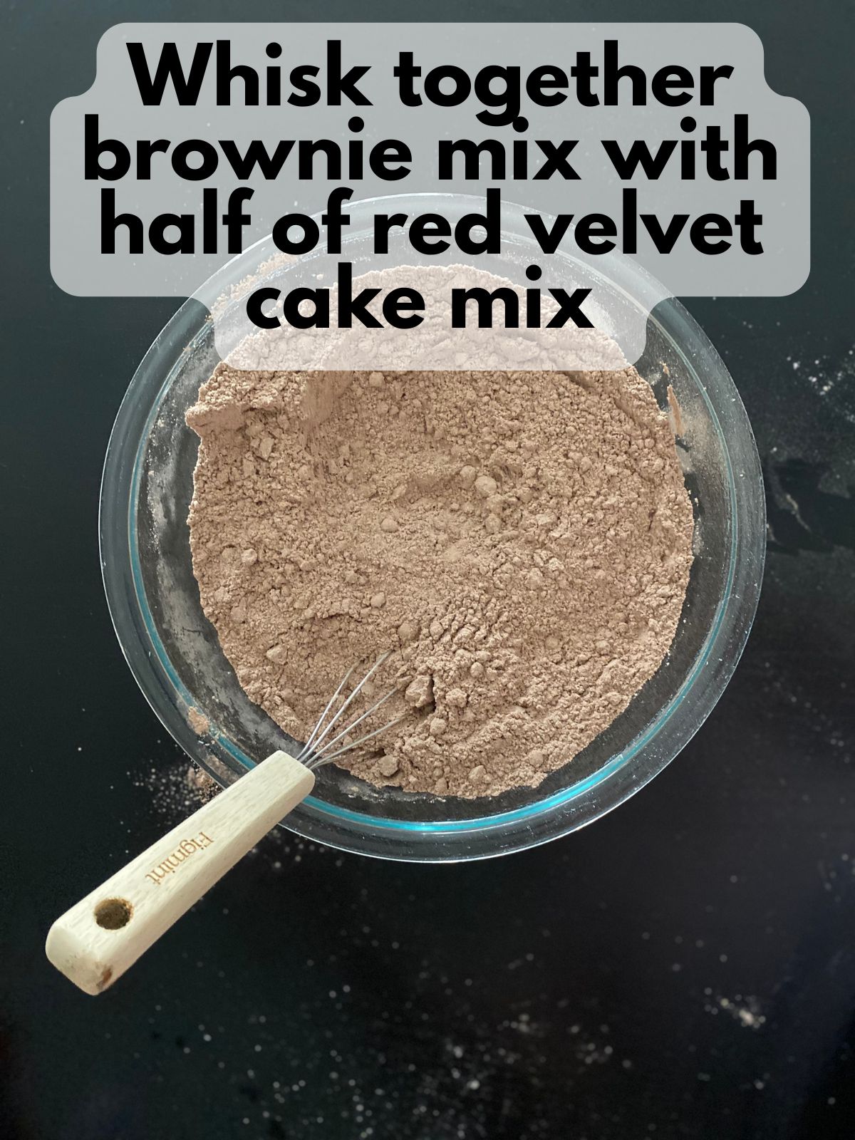brownie mix combined with half of red velvet cake mix