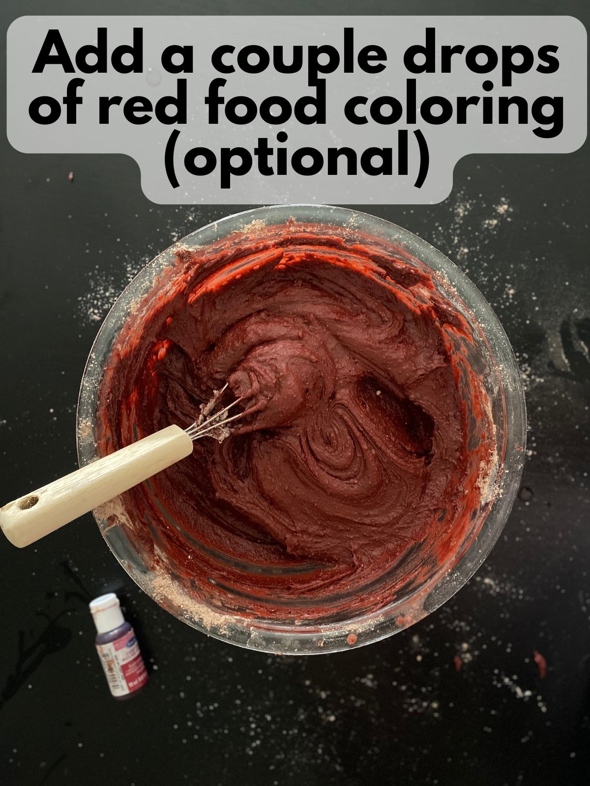 red velvet brownie batter with red food coloring