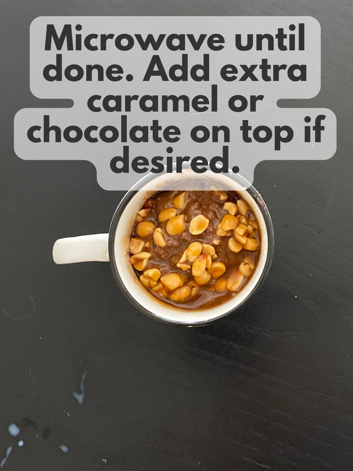 finished snickers protein mug cake