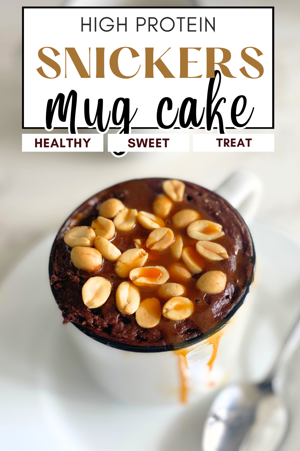 snickers protein mug cake pin