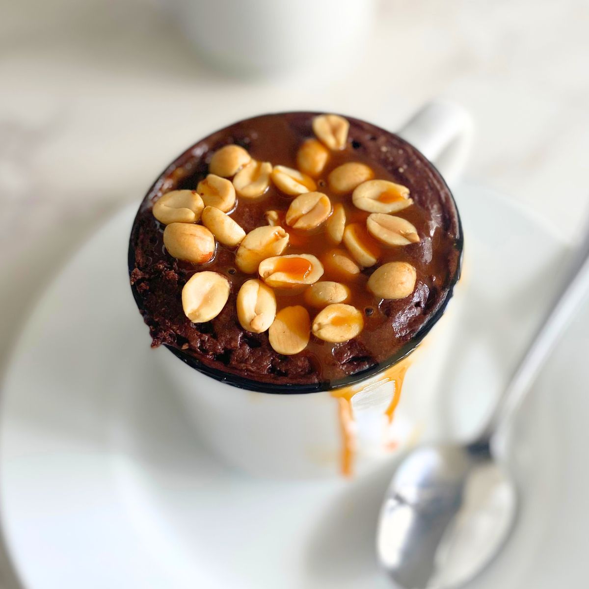 Snickers Protein Mug Cake - PrettyPastelitos