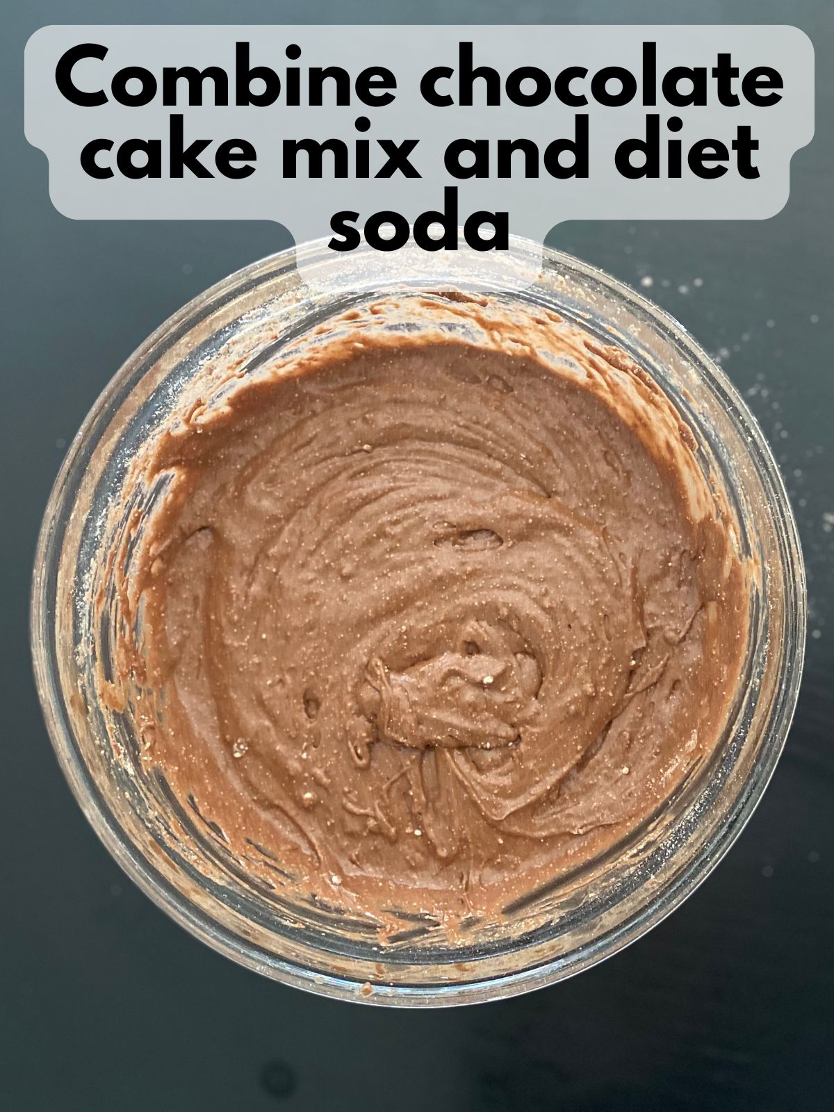 chocolate cake mix combined with diet soda