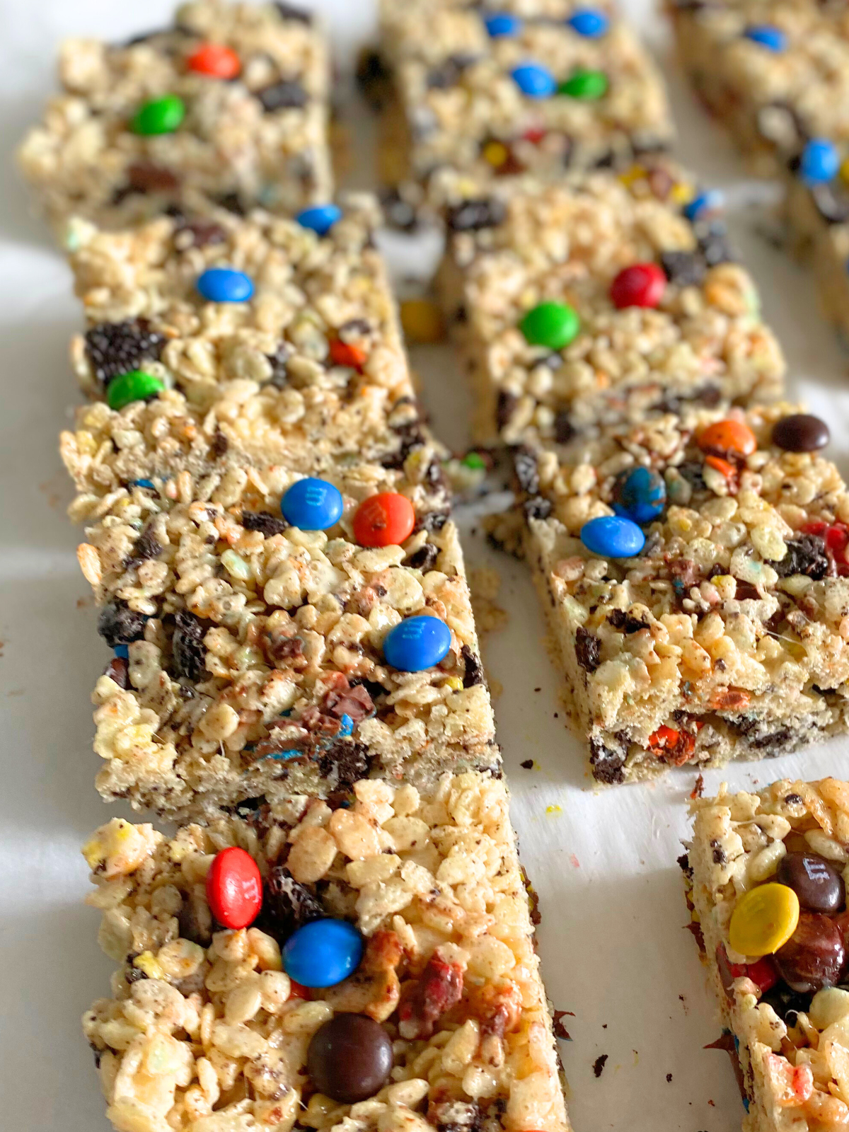 M&M Oreo rice krispie treats