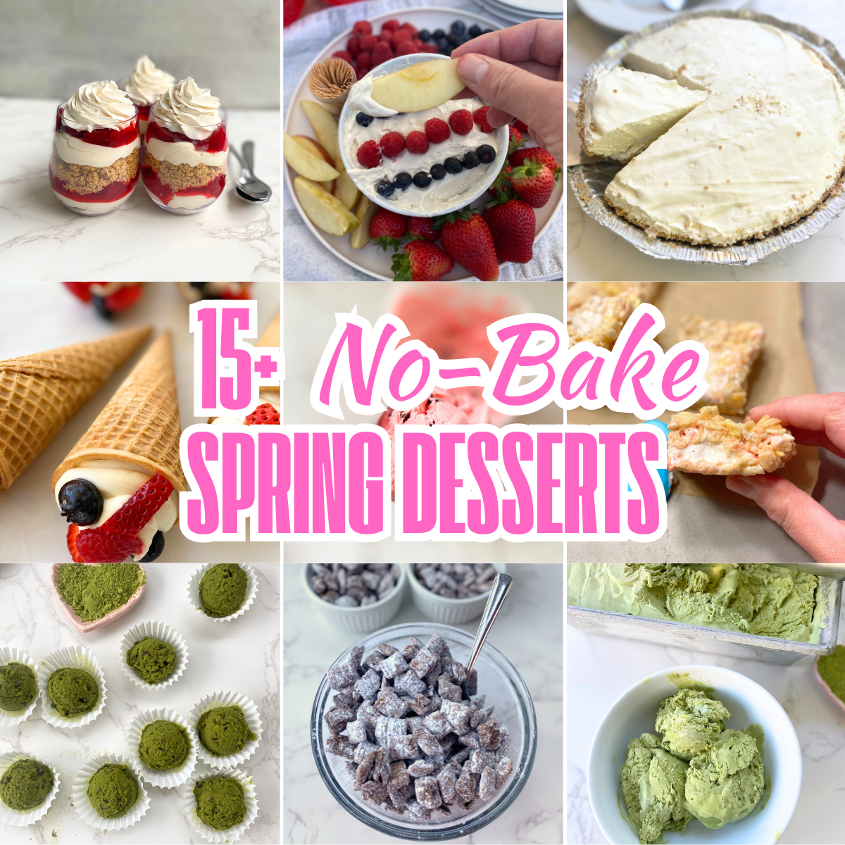 no bake spring desserts collage